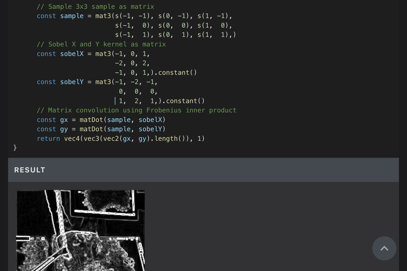 Screenshot of edge detection demo