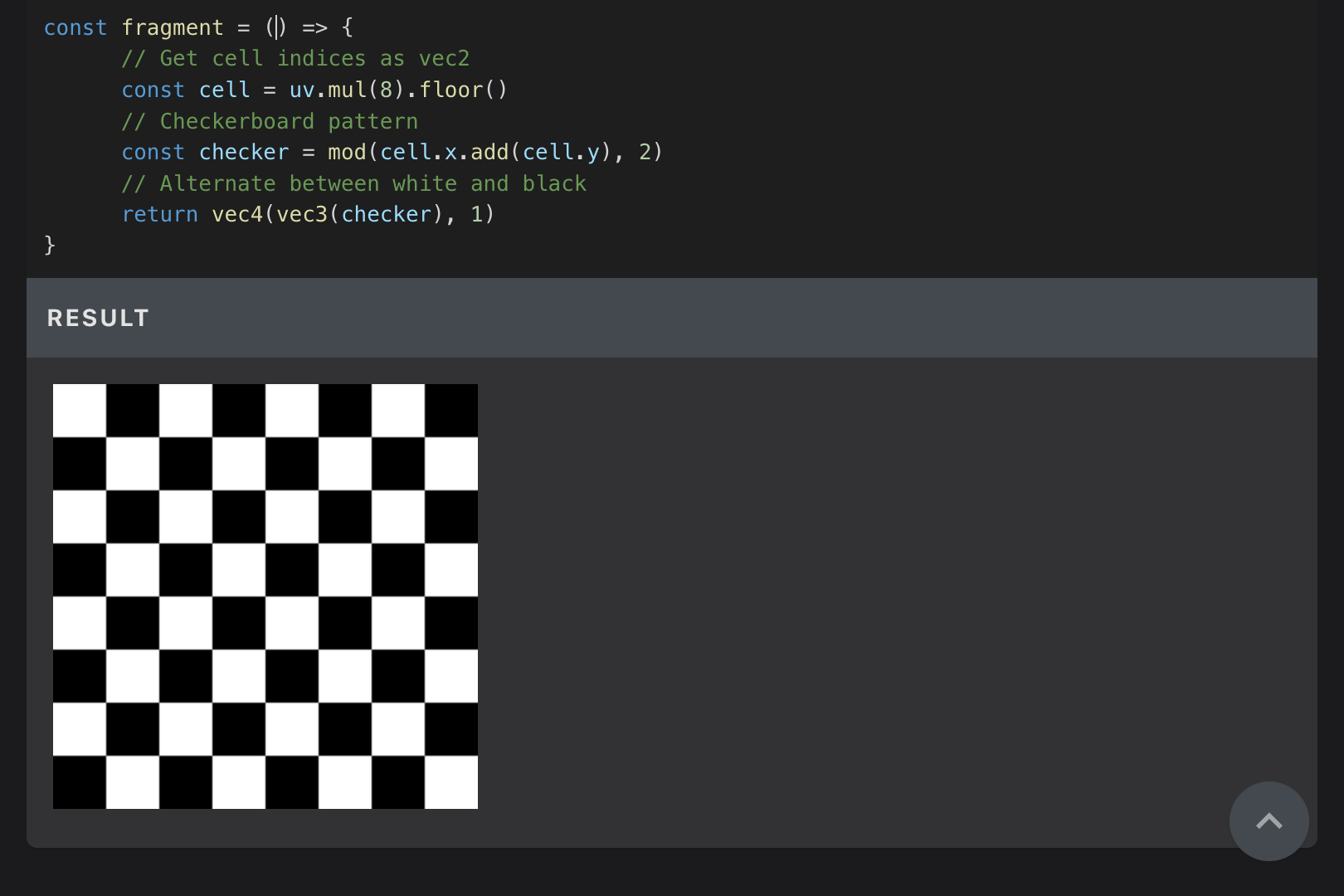 Screenshot of simple checker demo